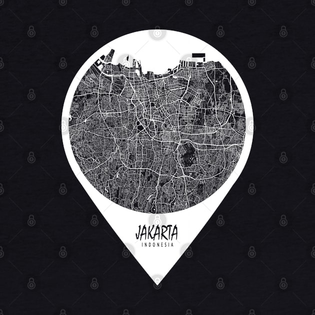 Jakarta, Indonesia City Map - Travel Pin by deMAP Studio